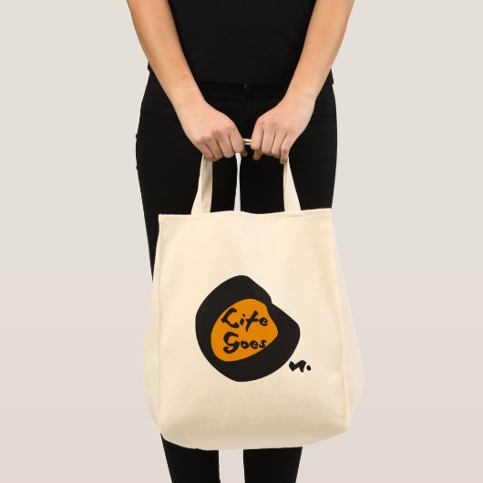 Het leven gaat op tekst Inspirerend Tote Bag (Voorkant (product))