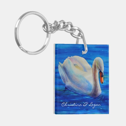 Het leven gaat over de reis - Monogram - swan Sleutelhanger (Voorkant Links)