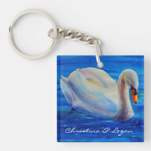 Het leven gaat over de reis - Monogram - swan Sleutelhanger