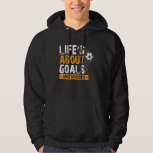 Het leven gaat over doelen en helpt de voetbalspor hoodie