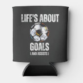 Het leven gaat over doelen en helpt grappig voetba blikjeskoeler (Voorkant)