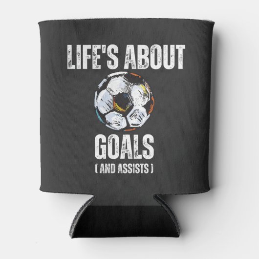 Het leven gaat over doelen en helpt grappig voetba blikjeskoeler (Voorkant)