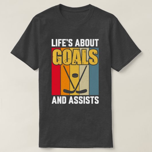 Het leven gaat over doelen en helpt Hockey T-shirt (Design voorkant)