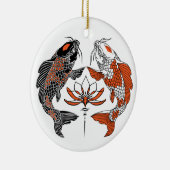 Het leven gaat over evenwicht. Twee koi- en waterl Keramisch Ornament (Rechts)