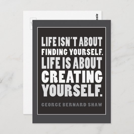 Het leven gaat over het Creëer van jezelf Quote Br Briefkaart (Voorkant / Achterkant)