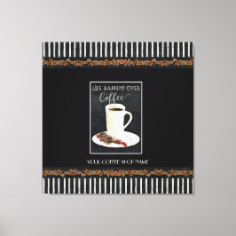 Het leven gebeurt boven coffeeshop Cafe Latte Canvas Afdruk