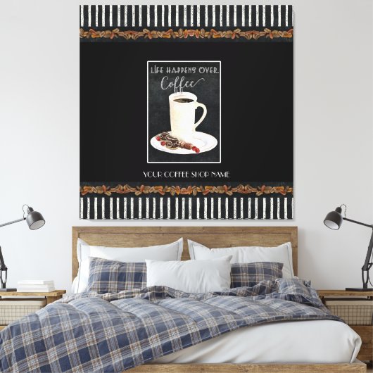 Het leven gebeurt boven coffeeshop Cafe Latte Canvas Afdruk (Insitu (Slaapkamer))