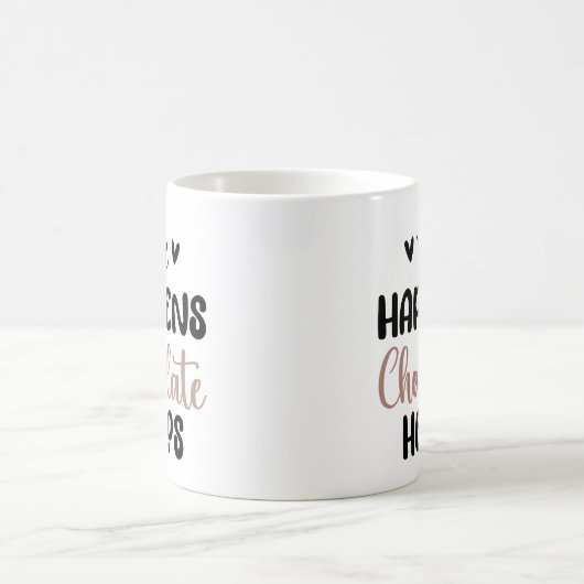 Het leven gebeurt chocolade helpt grappige uitspra koffiemok (Center)
