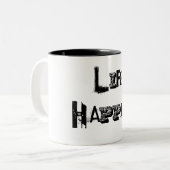 "Het leven gebeurt" Cup Tweekleurige Koffiemok (Voorkant links)
