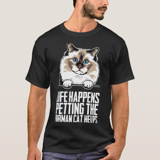 Het leven gebeurt het aaien van de vogelkat helpt t-shirt (Voorkant)