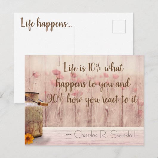 Het leven gebeurt Inspirerend Briefkaart (Voorkant / Achterkant)