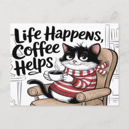 Het leven gebeurt koffie Helpt Briefkaart