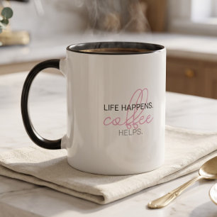 Het Leven Gebeurt Koffie Helpt Grappige Humor Coll Mok