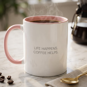 Het Leven Gebeurt Koffie Helpt Grappige Humor Coll Mok