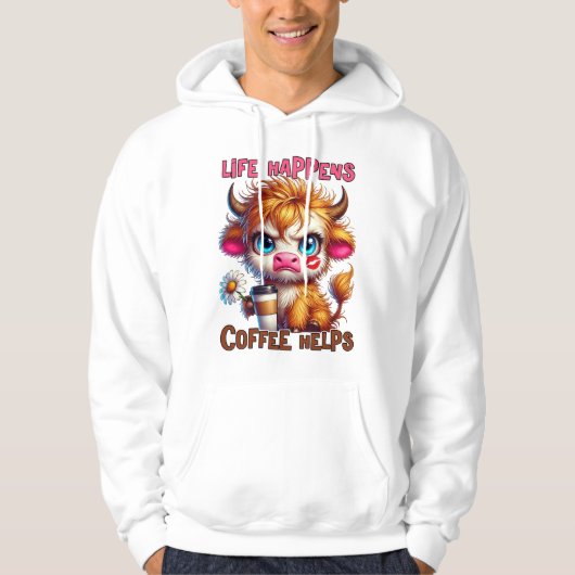 Het Leven Gebeurt, Koffie Helpt Hoodie (Voorkant)