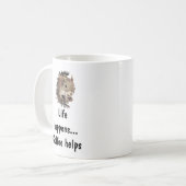 Het leven gebeurt, Koffie helpt Inspirerend prijso Koffiemok (Voorkant links)