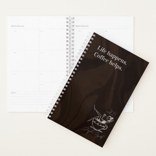 Het leven gebeurt. Koffie helpt. Minimalistisch Planner (Display)