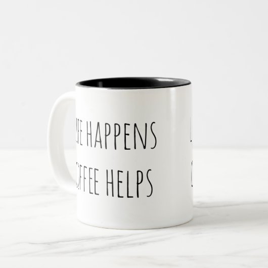 Het leven gebeurt koffie helpt Mok (Voorkant links)