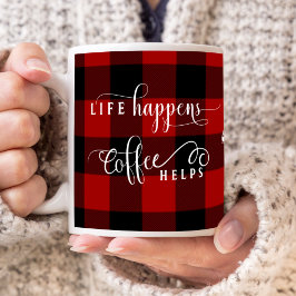Het Leven Gebeurt Koffie Helpt, Plaid, Centrale Mo Koffiemok