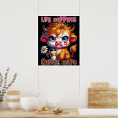 Het Leven Gebeurt, Koffie Helpt Poster (Keuken)