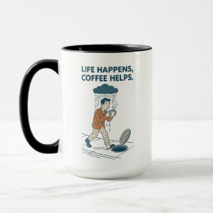 Het leven gebeurt, koffie helpt premium Mok