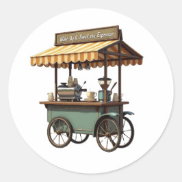 Het leven gebeurt, koffie helpt ronde sticker