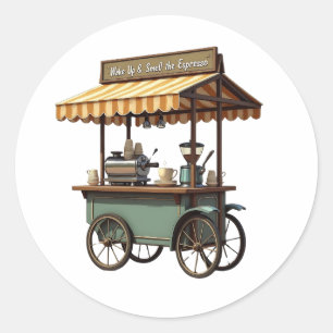 Het leven gebeurt, koffie helpt ronde sticker