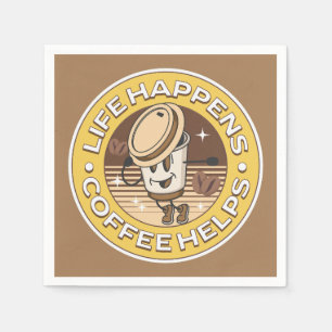 Het leven gebeurt koffie helpt servet
