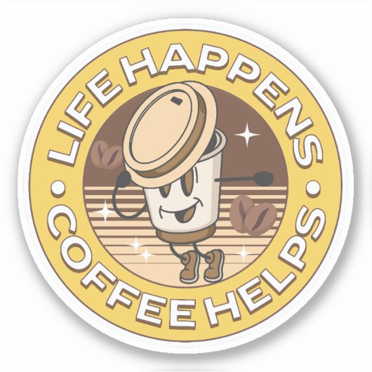 Het leven gebeurt koffie helpt sticker (Voorkant)