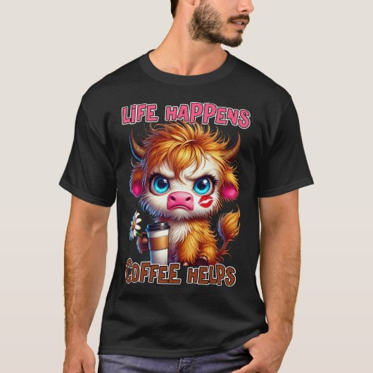 Het Leven Gebeurt, Koffie Helpt T-shirt (Voorkant)