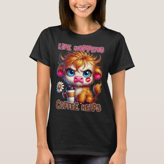 Het Leven Gebeurt, Koffie Helpt T-shirt (Voorkant)