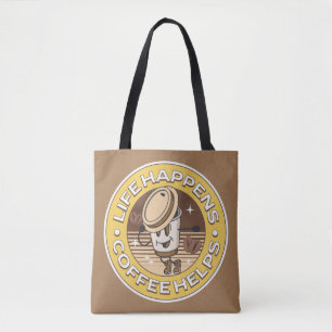 Het leven gebeurt koffie helpt tote bag