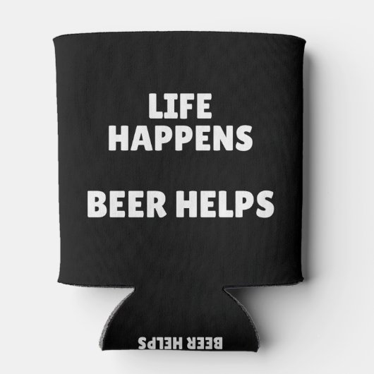 Het leven gebeurt met bier blikjeskoeler (Achterkant)