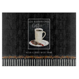 Het leven gebeurt over coffeeshop Latte en Dessert Snijplank