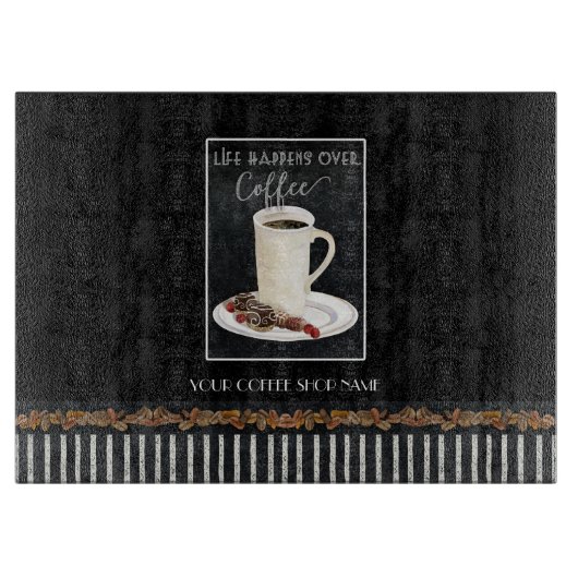 Het leven gebeurt over coffeeshop Latte en Dessert Snijplank (Voorkant)