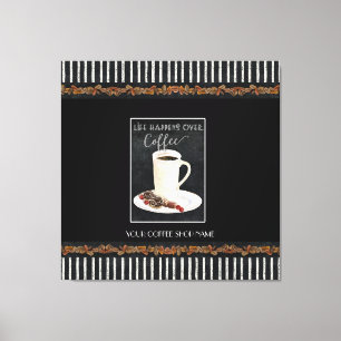Het leven gebeurt over de koffie-winkel canvas afdruk