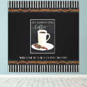 Het leven gebeurt over vaders coffeeshop zwart op  canvas afdruk (Insitu (Houten vloer))