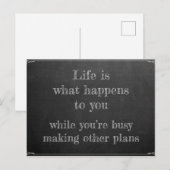 Het leven gebeurt terwijl je plannen maakt briefkaart (Voorkant / Achterkant)