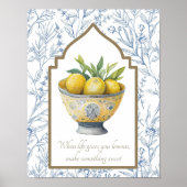 Het leven geeft je citroenen Inspirerend keuken ku Poster (Voorkant)