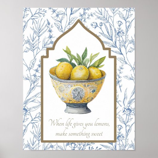 Het leven geeft je citroenen Inspirerend keuken ku Poster (Voorkant)