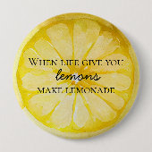 Het leven geeft je citroenen ronde button 4,0 cm (Voorkant)