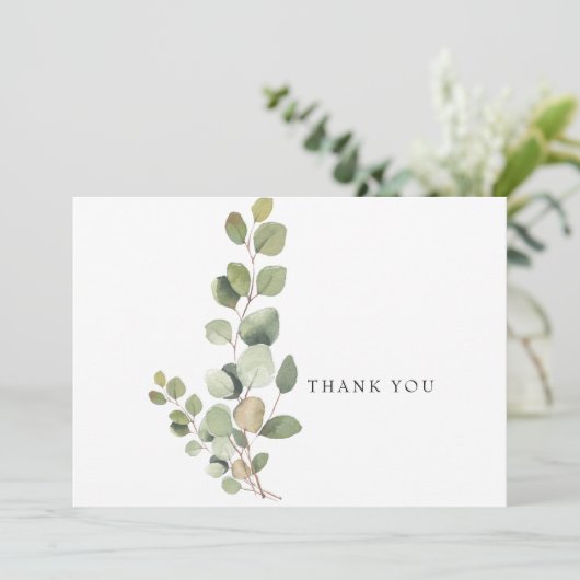 Het leven gevierd eucalyptus witte begrafenis dank bedankkaart (Staand voorkant)
