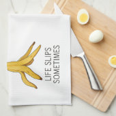 Het leven glijdt soms - grappig bananenschil ontwe theedoek (Quarter Fold)