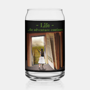 Het leven, het avontuur gaat verder blikvorm glas