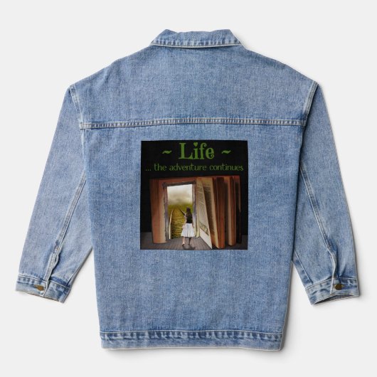 Het leven, het avontuur gaat verder denim jacket (Achterkant)