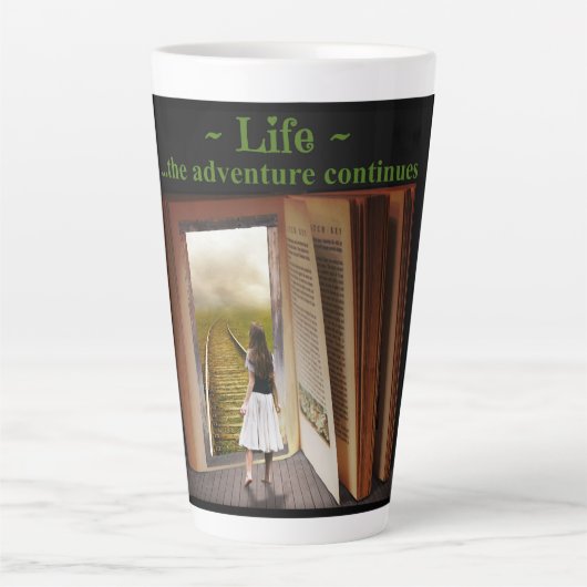 Het leven, het avontuur gaat verder latte mok (Voorkant)
