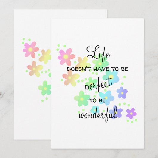 Het leven hoeft geen perfect Wenskaart te zijn (Voorkant / Achterkant)