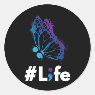 Het leven houdt van en ondersteunt zelfmoordpreven ronde sticker