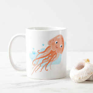 Het leven in de oceaan. Kwallen. Leuke onderwaterw Koffiemok