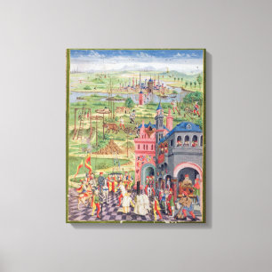 Het leven in de stad en het leven in het land canvas afdruk